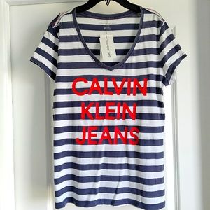 NWT Sz S Calvin Klein Jeans Striped T-Shirt